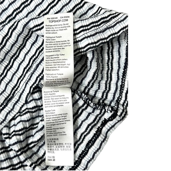 Topshop White With Black & Blue Stripes Sleeveless Crop Top - Size 4 - Picture 8 of 9